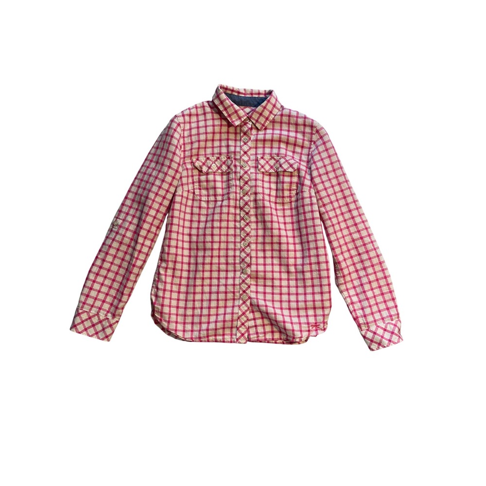 Talbots Petites Pink Gingham Plaid Metallic Button Down Shirt SP